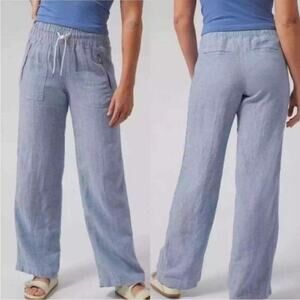 Athleta Cabo Linen Wide Leg Pants Chambray
Blue Size 6